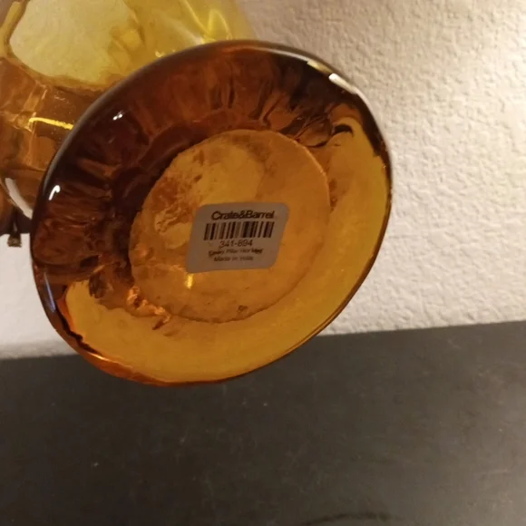 EXQUISITE MCM Crate & Barrel Optic Ruffled Edge Amber Fluted Vase.